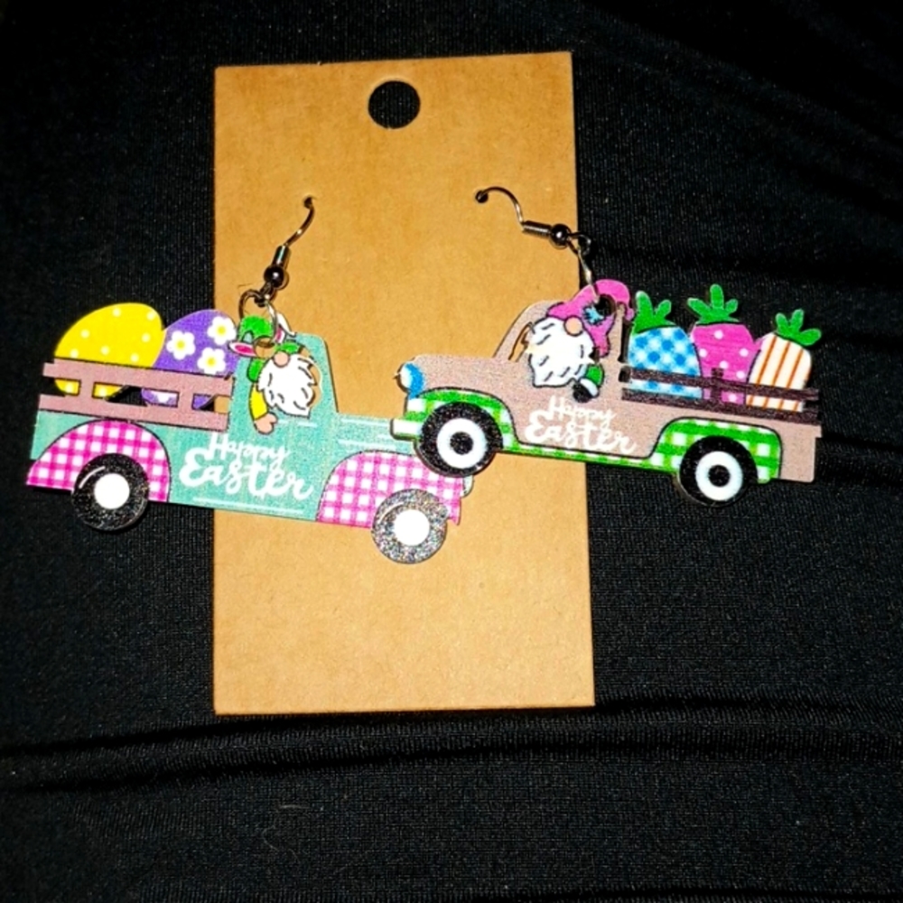 Happy Easter truck earrings